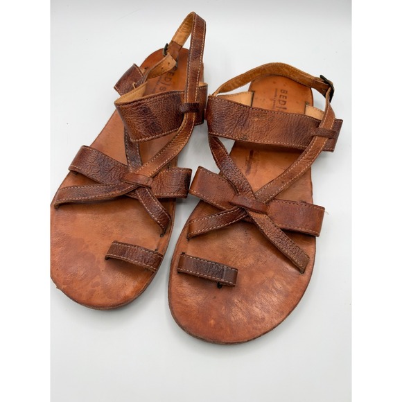 Bed Stu Shoes - Bed Stu Women 11 Brown Manati II Leather Strappy Toe Loop Sandal Boho Artisan